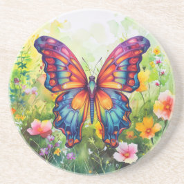 Butterfly Blue Orange Wings Getränkeuntersetzer