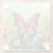 Butterfly Blue Orange Wings Glasuntersetzer (Rückseite)