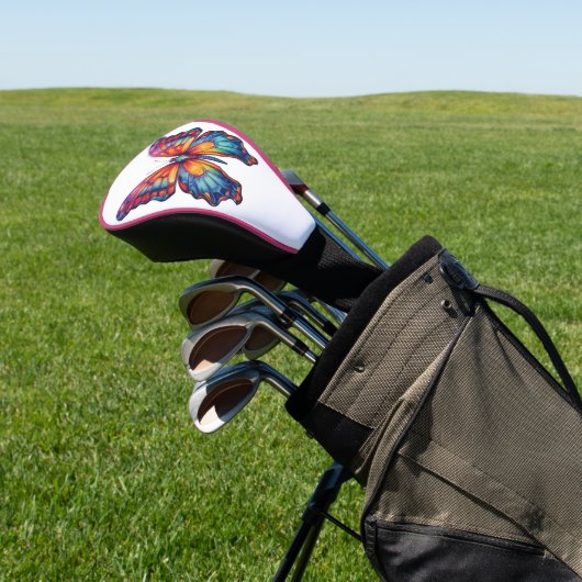 Butterfly Blue Orange Wings Golf Headcover (In SItu)