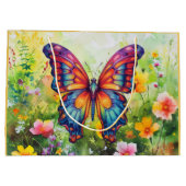 Butterfly Blue Orange Wings Große Geschenktüte (Rückseite)