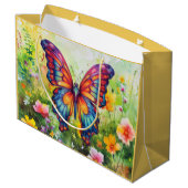 Butterfly Blue Orange Wings Große Geschenktüte (Rückseite Schrägansicht)