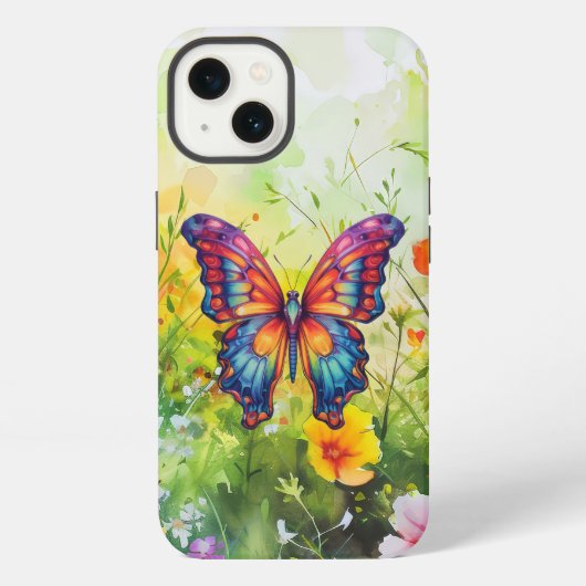 Butterfly Blue Orange Wings iPhone Hülle (Rückseite)