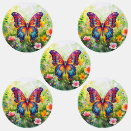 Butterfly Blue Orange Wings Kleidung Etiketten