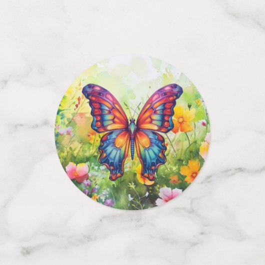 Butterfly Blue Orange Wings Konfetti (Klein Vorderseite)