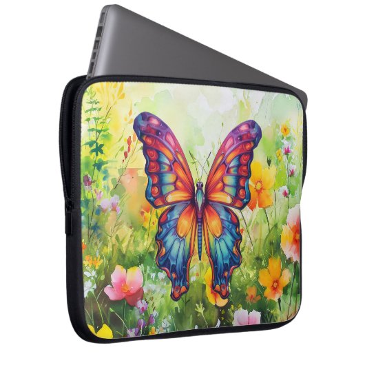 Butterfly Blue Orange Wings Laptopschutzhülle (Vorne Rechts)