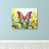 Butterfly Blue Orange Wings Leinwanddruck (Insitu (Holzboden))