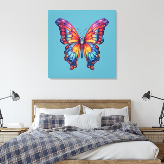 Butterfly Blue Orange Wings Leinwanddruck (Insitu (Schlafzimmer))