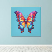 Butterfly Blue Orange Wings Leinwanddruck (Insitu (Holzboden))