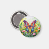 Butterfly Blue Orange Wings Magnet (Vorderseite/Rückseite)