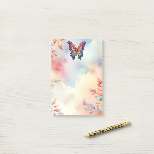 Butterfly Blue Orange Wings Post-it Klebezettel (Auf Schreibtisch)