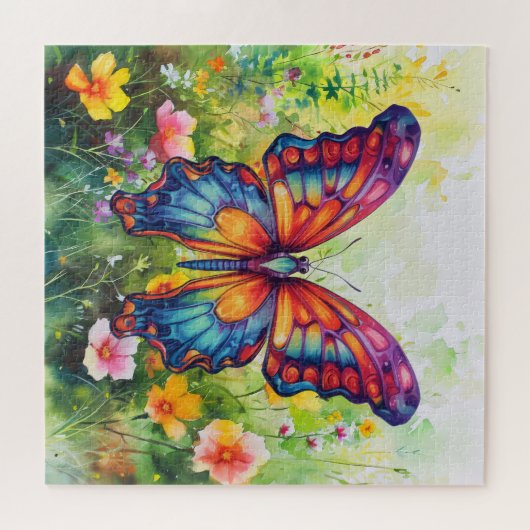 Butterfly Blue Orange Wings Puzzle (Horizontal)