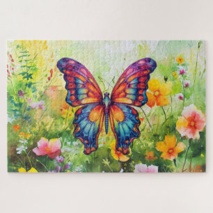 Butterfly Blue Orange Wings Puzzle