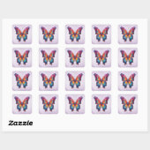 Butterfly Blue Orange Wings Quadratischer Aufkleber (Blatt)