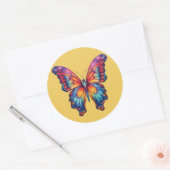 Butterfly Blue Orange Wings Runder Aufkleber (Umschlag)