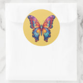 Butterfly Blue Orange Wings Runder Aufkleber (Tasche)