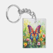 Butterfly Blue Orange Wings Schlüsselanhänger (Vorderseite links)