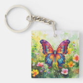 Butterfly Blue Orange Wings Schlüsselanhänger (Vorderseite)