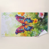 Butterfly Blue Orange Wings Strandtuch (Vorderseite)