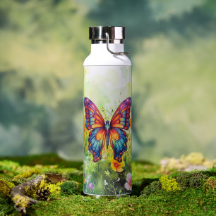Butterfly Blue Orange Wings Trinkflasche