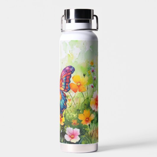 Butterfly Blue Orange Wings Trinkflasche (Rückseite)