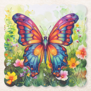 Butterfly Blue Orange Wings Untersetzer