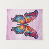 Butterfly Blue Orange Wings Wandteppich (Vorderseite (Horizontal))