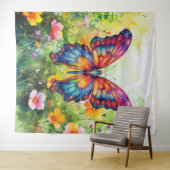 Butterfly Blue Orange Wings Wandteppich (Beispiel (Horizontal))