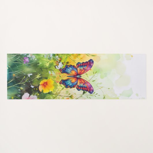 Butterfly Blue Orange Wings Yogamatte (Rückseite (Horizontal))