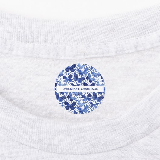Butterfly Blue Pattername Etiketten (Befestigt)