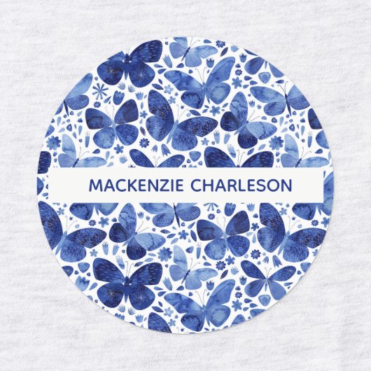 Butterfly Blue Pattername Etiketten (Design 2)