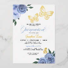 Butterfly Blue Rose Quinceanera Real