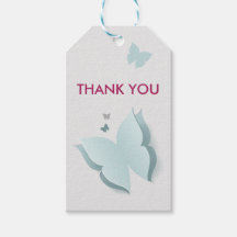 Butterfly Blue und Gray Baby Shower Geschenketiket