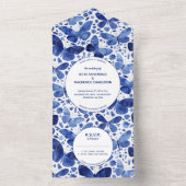 Butterfly Blue White All In One Einladung (Innen Boden)