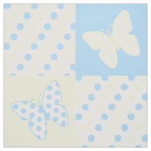 Butterfly Blue Yellow Polka Dots Stoff