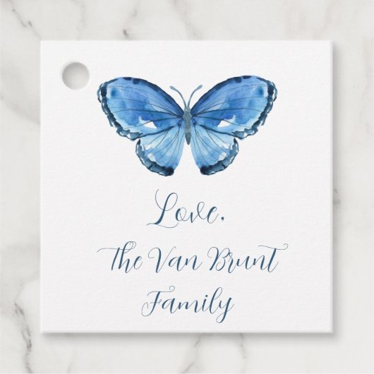 Butterfly Blues Geschenk Tag Geschenkanhänger (Vorderseite)
