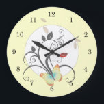 Butterfly Blume Art Deco Wine tasting Große Wanduhr<br><div class="desc">Uhren Schöne Hübsche Niedliche Schmetterlinge Buterfly Blume Art Deco Uhren auch in unserem DianeLeenknegtArt Store Wohngestaltung Wall Clock</div>
