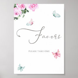 Butterfly Blume Baby Shower Girl Favoriten Poster