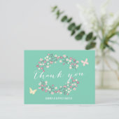 Butterfly & Blume Frühjahrssehen Danke Postkarte (Stehend Vorderseite)