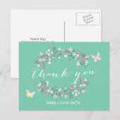 Butterfly & Blume Frühjahrssehen Danke Postkarte (Vorne/Hinten)
