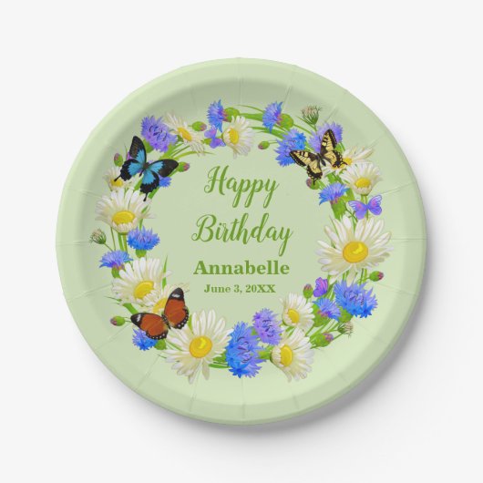 Butterfly-Blume Geburtstagsparty Paper Teller (Vorderseite)