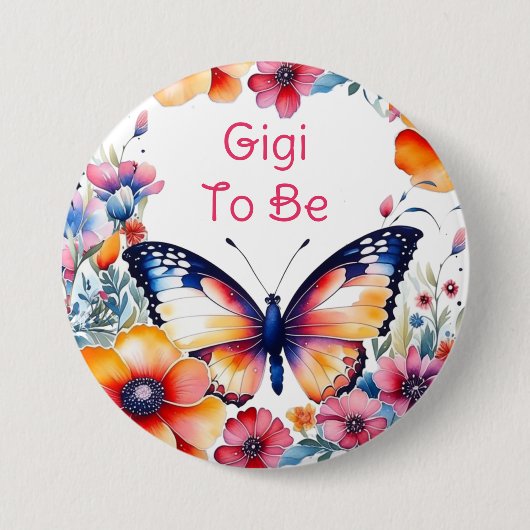 Butterfly Blume Girl's Baby Shower Gigi zu sein Button (Vorderseite)