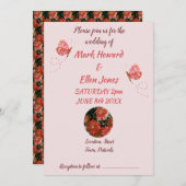 Butterfly-Blume-Korallenhochzeit Einladung (Vorne/Hinten)