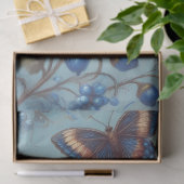 Butterfly-Blume Schmetterlinge blaue Decoupage Seidenpapier (Geschenk)