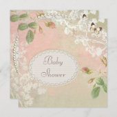 Butterfly & Blume Shabby Chic Babydusche Einladung (Vorne/Hinten)
