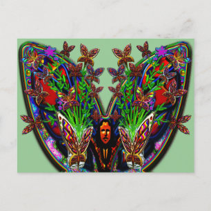 Butterfly Blume Vase Set Postkarte