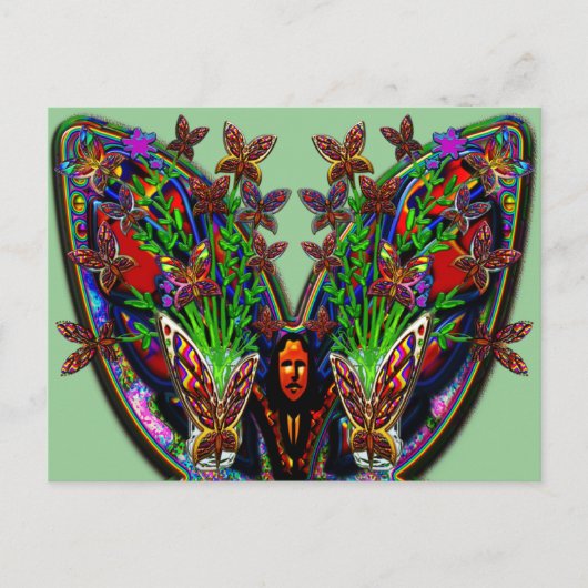 Butterfly Blume Vase Set Postkarte (Vorderseite)