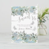 Butterfly Blumengarten 16 . Geburtstag Einladung (Stehend Vorderseite)
