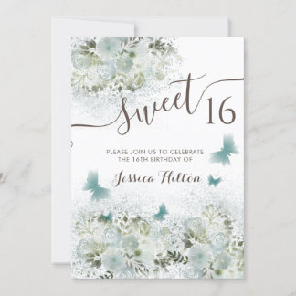 Butterfly Blumengarten 16 . Geburtstag Einladung