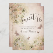 Butterfly Blumengarten 16 . Geburtstag Einladung (Vorne/Hinten)