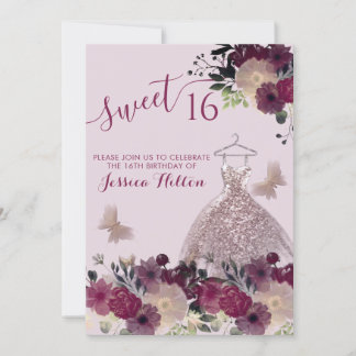 Butterfly Blumengarten 16 . Geburtstag Einladung